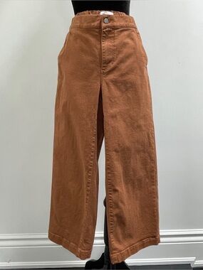 Oak + Fort Wide Leg Cropped Pants | Rust Brown | High Rise Women’s Size M